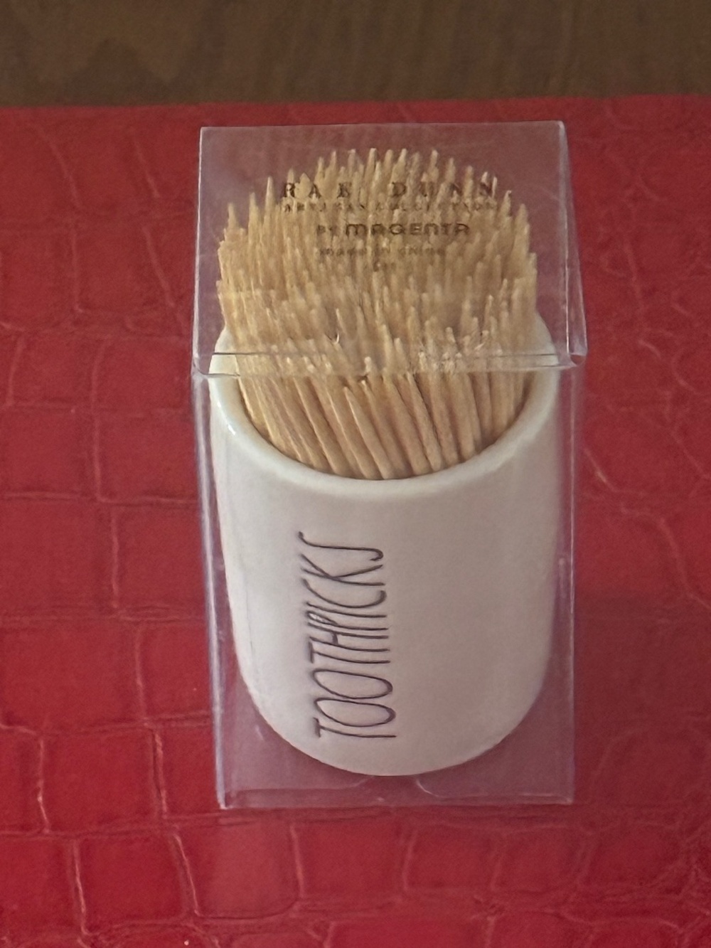 Rae Dunn TOOTHPICKS Holder - White Ceramic - Artisan Collection by Magenta - NEW